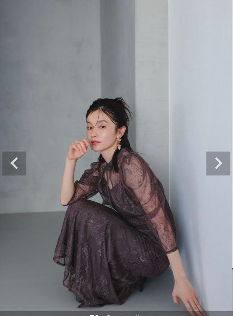 DorryDoll ボレロレイヤードレースドレス　チャコール　Mサイズ