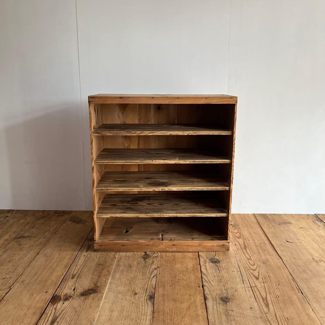 アンティーク 仕切り棚 チェスト 食器棚 書類棚 無垢材 無塗装