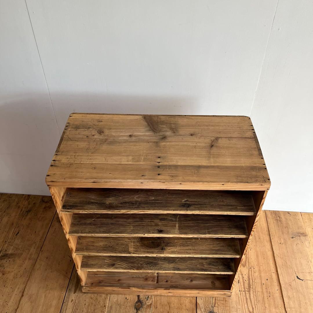 アンティーク 仕切り棚 チェスト 食器棚 書類棚 無垢材 無塗装