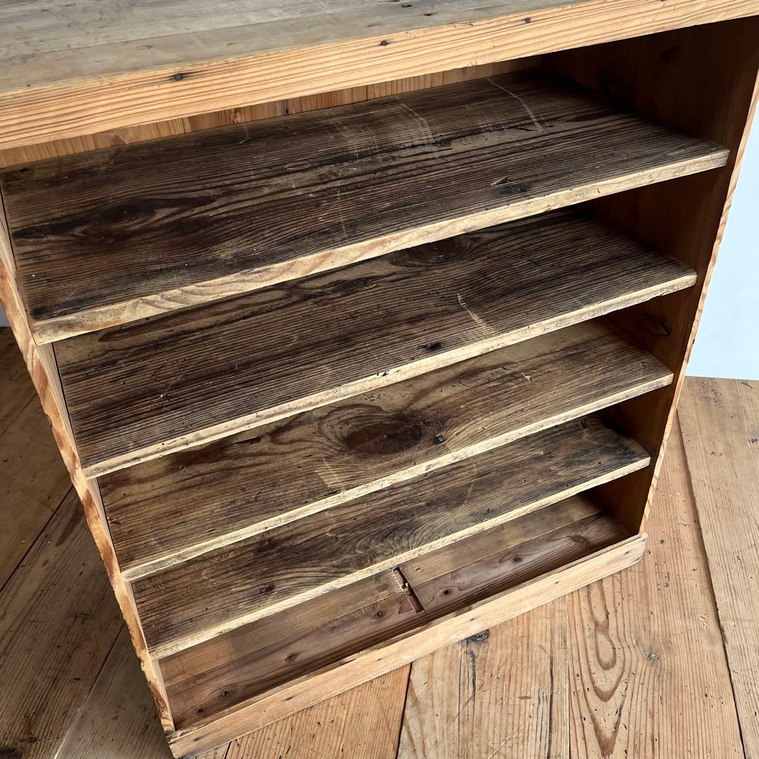 アンティーク 仕切り棚 チェスト 食器棚 書類棚 無垢材 無塗装