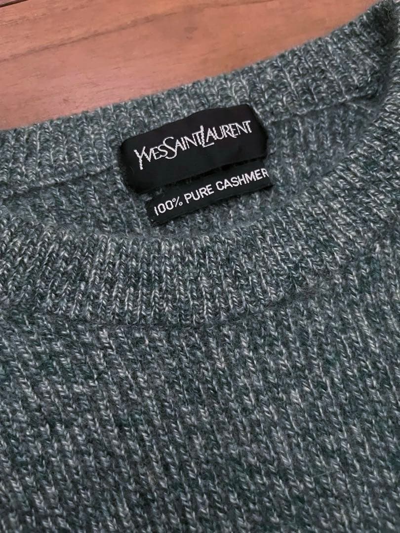Yves Saint Laurent 100%カシミヤ ニットセーター グリーン
