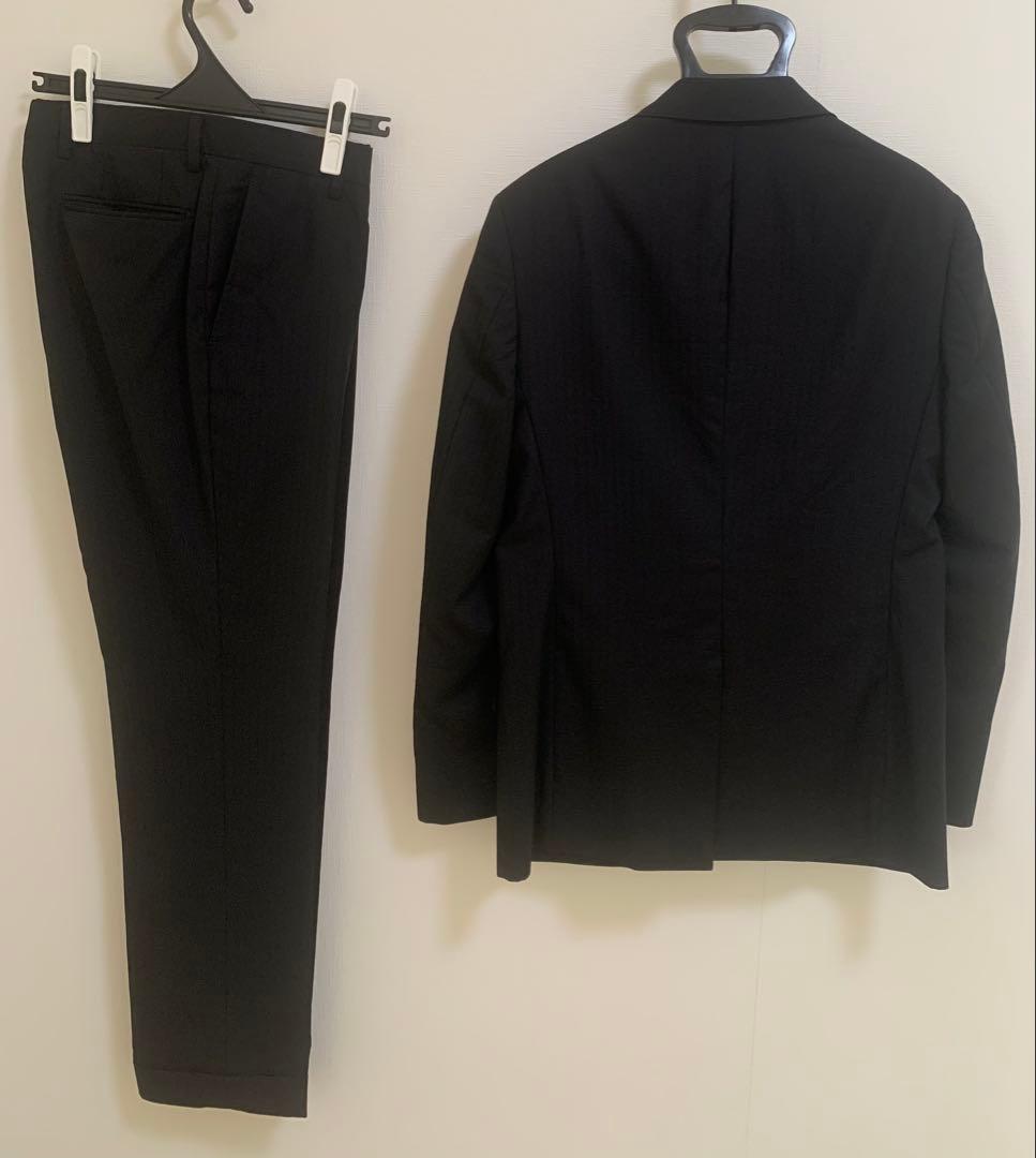 美品　ロロピアーナ　スーツ　黒　イタリア生地　共布有　メリノウール100%