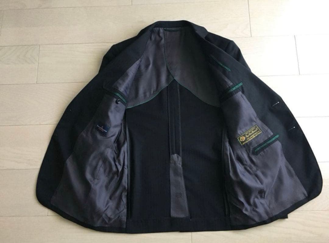 美品　ロロピアーナ　スーツ　黒　イタリア生地　共布有　メリノウール100%