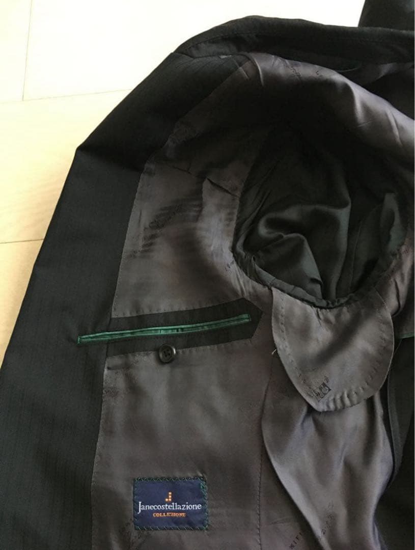 美品　ロロピアーナ　スーツ　黒　イタリア生地　共布有　メリノウール100%