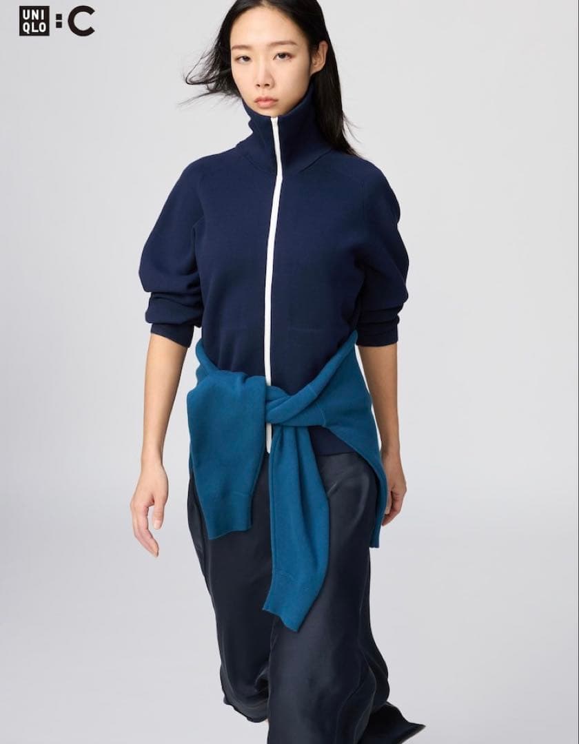 UNIQLO C ミラノリブフルジップカーディガン ネイビーXXL