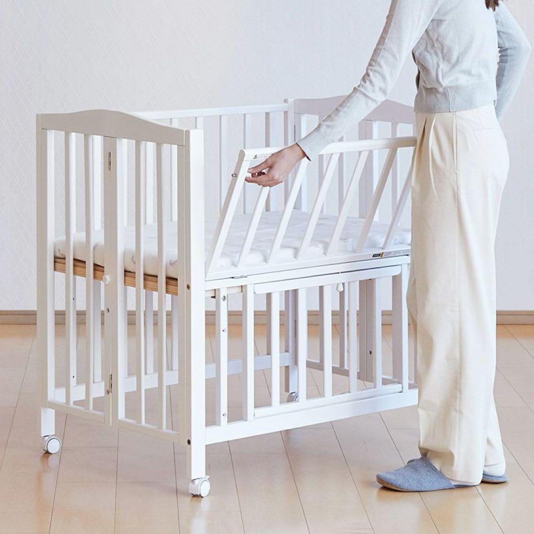 カトージ ミニベビーベッド ホワイト 折りたたみ 60×90cm 寝具、説明書付