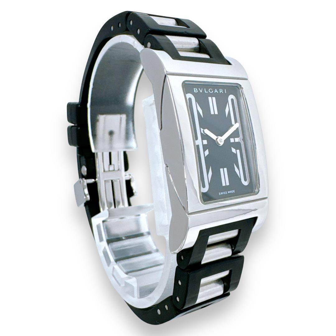 ブルガリ レッタンゴロ RT39S ラバー QZ ブラック 黒 レディース 時計