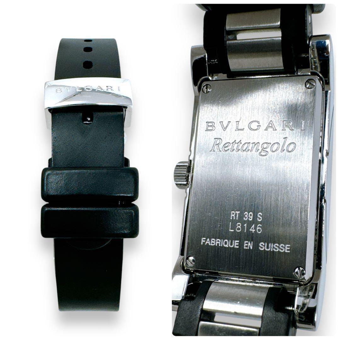 ブルガリ レッタンゴロ RT39S ラバー QZ ブラック 黒 レディース 時計