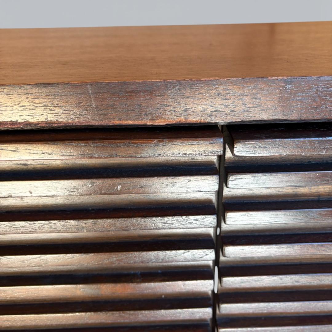 ルーバーキャビネット 幅85cm 木製 リビングボード 隠せる収納