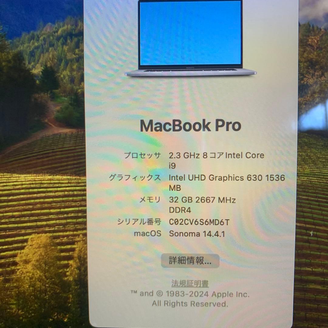 MacBook本体 MacBook Pro 2019 16inch 2TB 32GB core i9