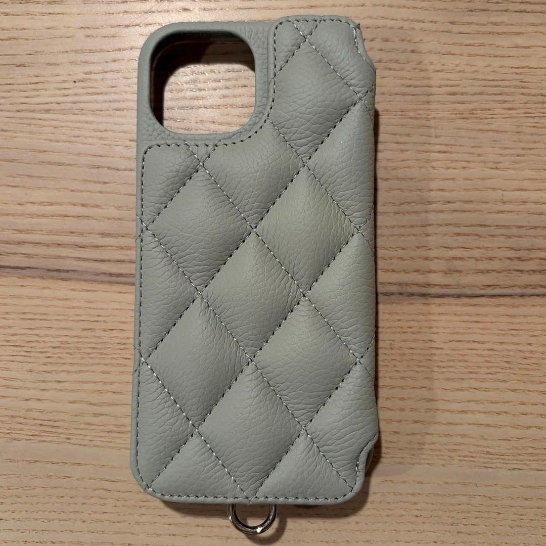 DEMU レザー iPhone15ケース チェーンストラップ付き