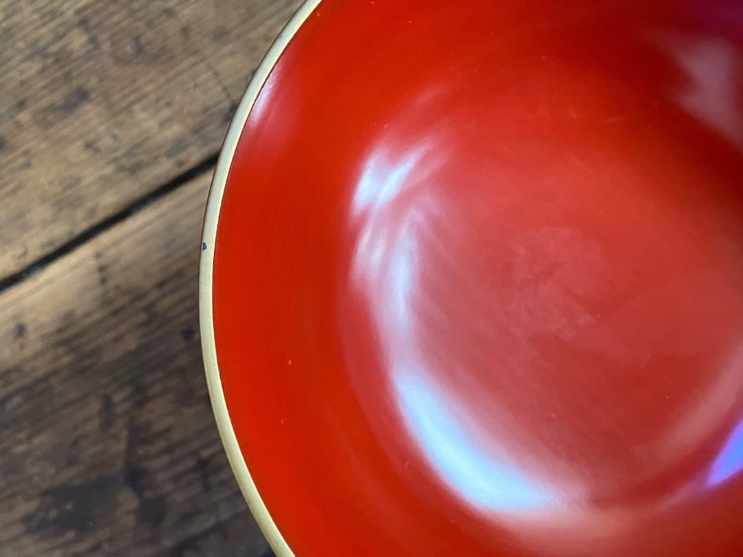 いろはにほへと 輪島塗 金縁 煮物椀 5客 / 朱漆 漆器椀 懐石椀