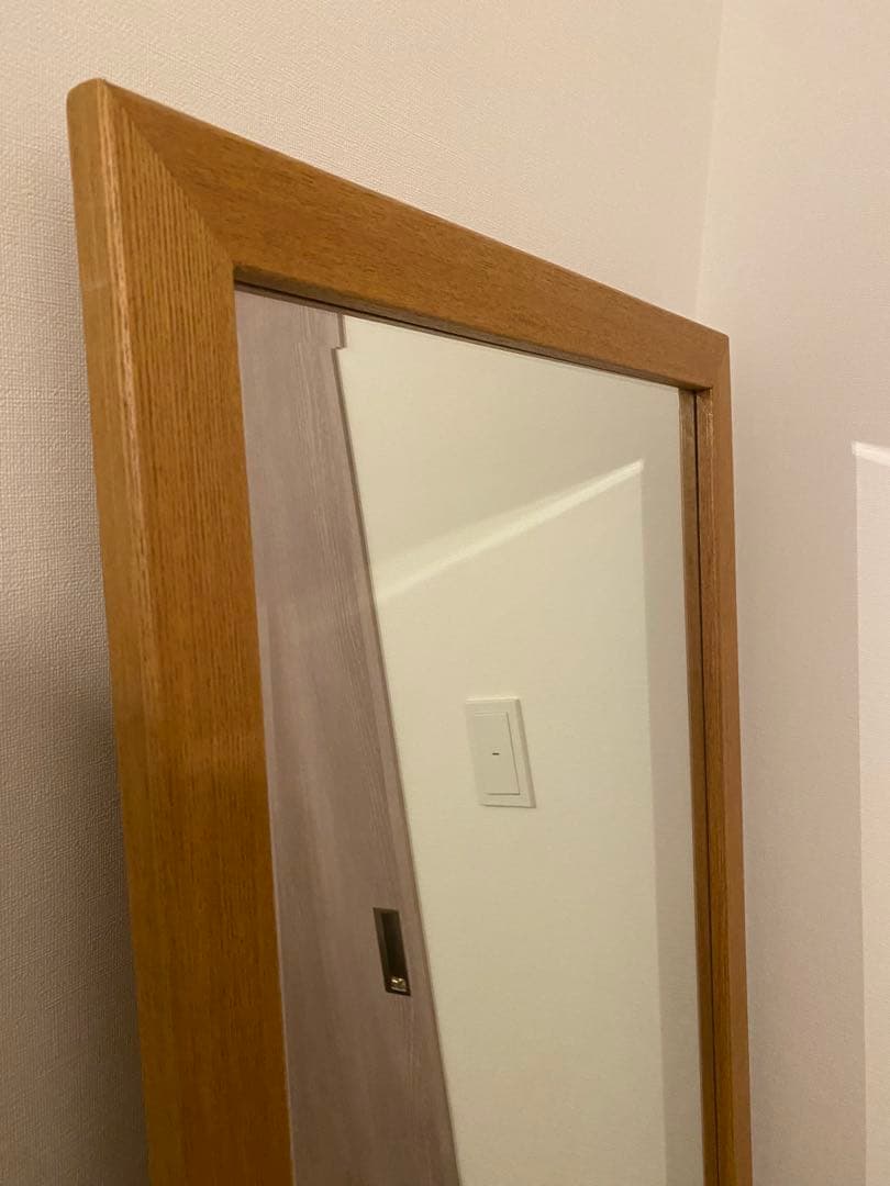 ナチュラルウッド 縦長スタンドミラー