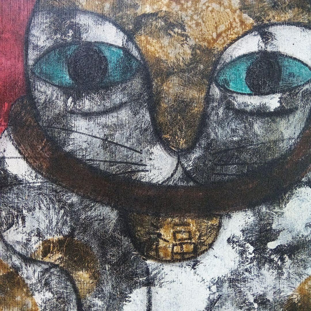 高原鉄男板絵　 招福招猫