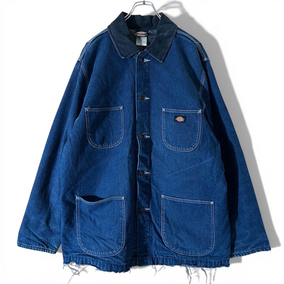 人気カラー! Dickies ディッキーズ デニム カバーオール 濃紺 XL
