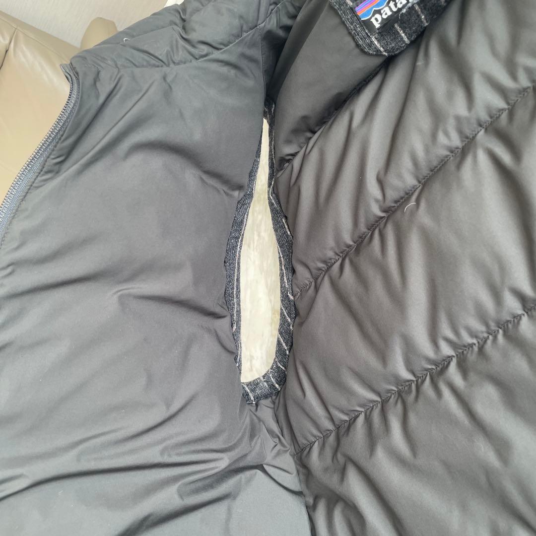 patagonia ダウンベスト S グレー/ストライプ