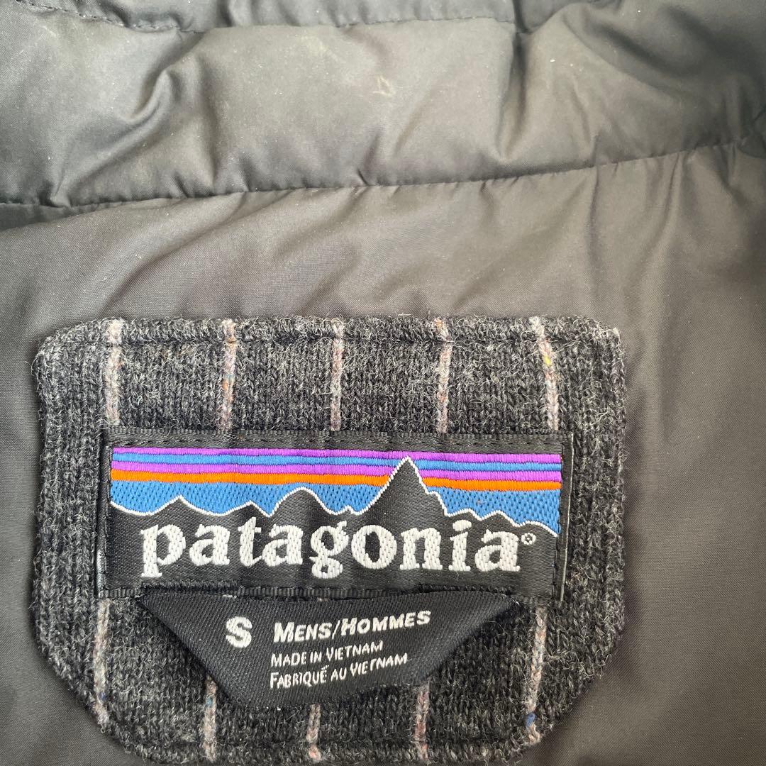 patagonia ダウンベスト S グレー/ストライプ
