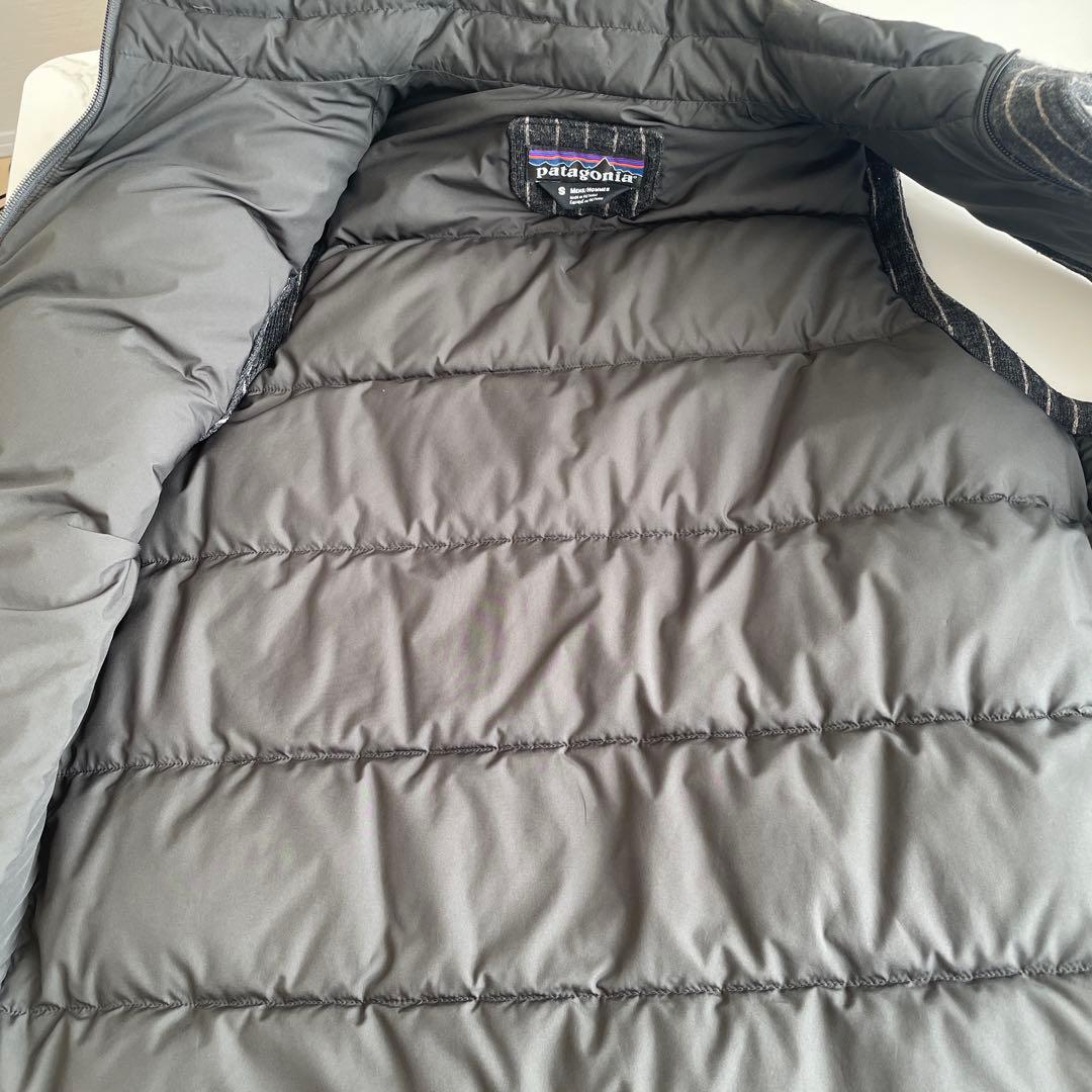 patagonia ダウンベスト S グレー/ストライプ