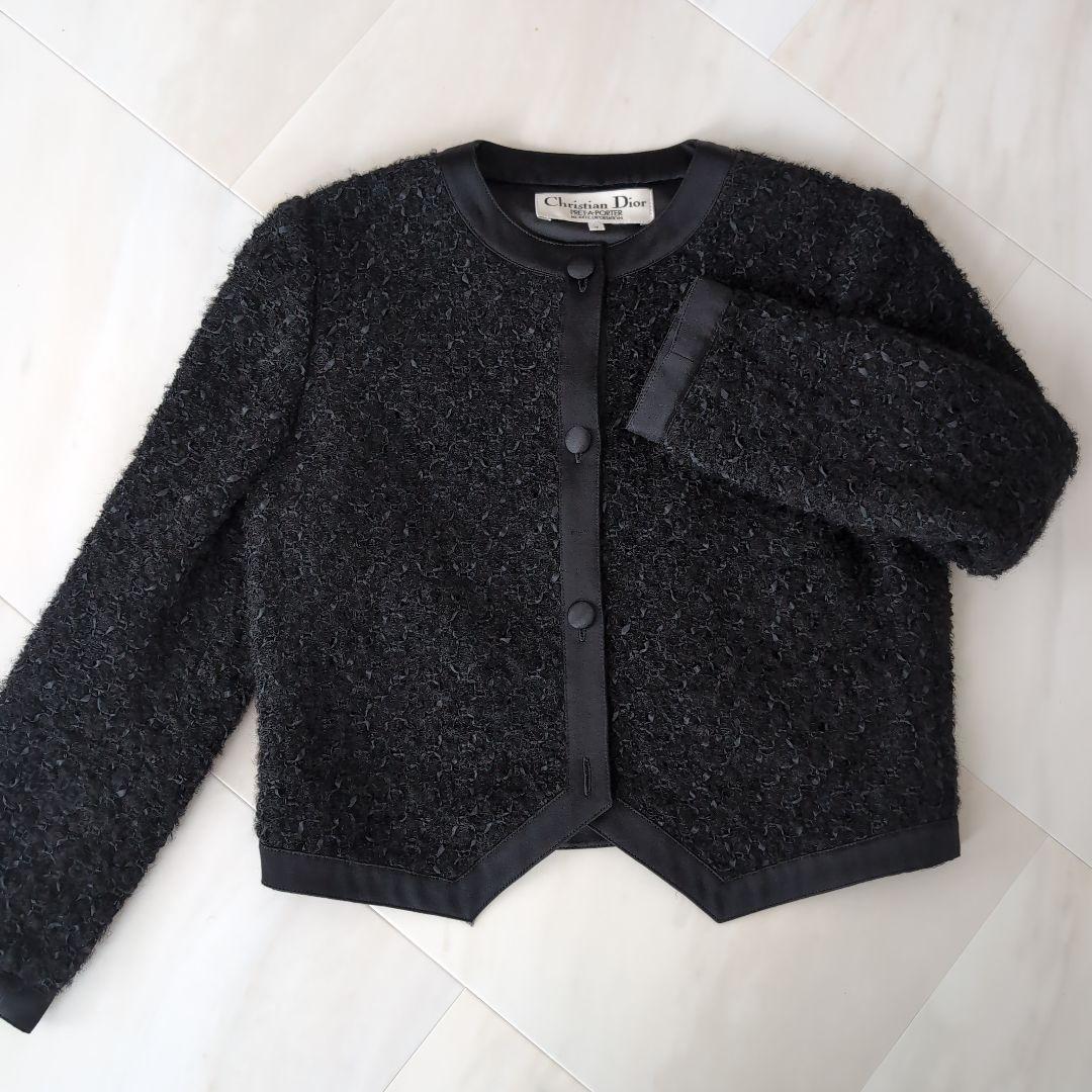 Christian Dior ノーカラージャケット 黒