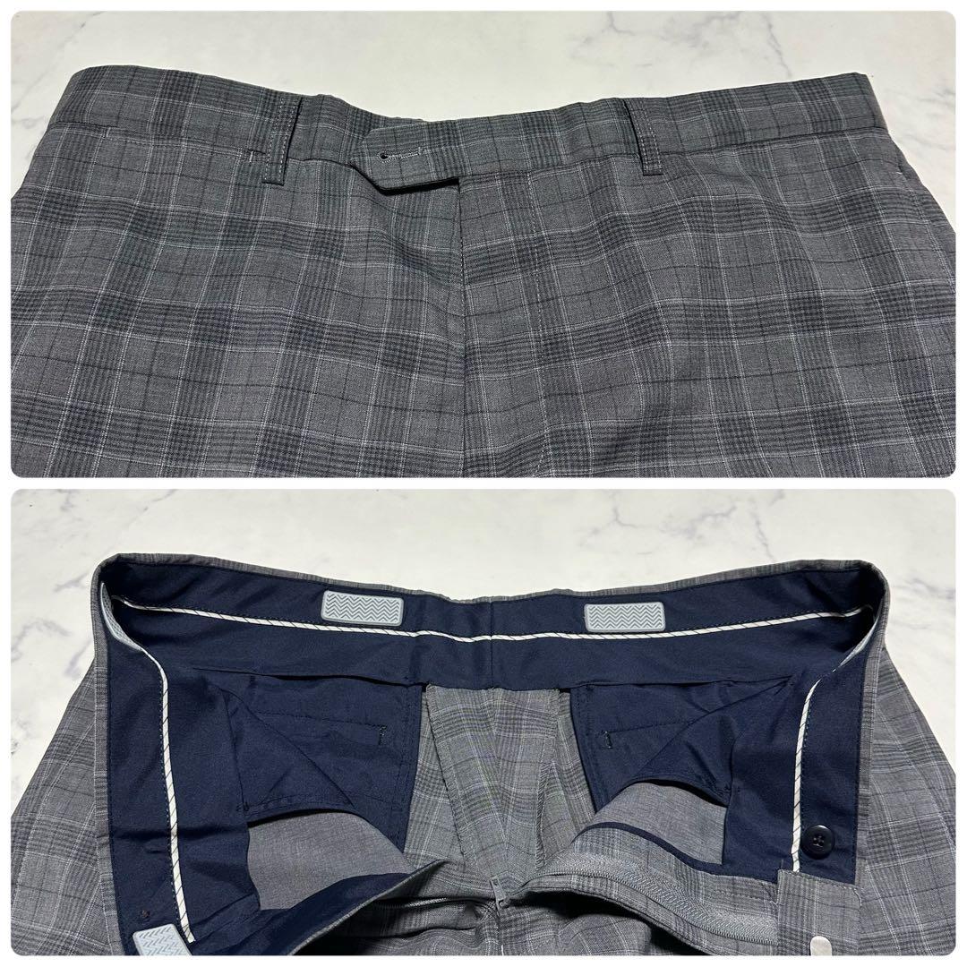 美品　24/7 3ピーススーツ　チェック　グレー　リバーシブルベスト　AB4