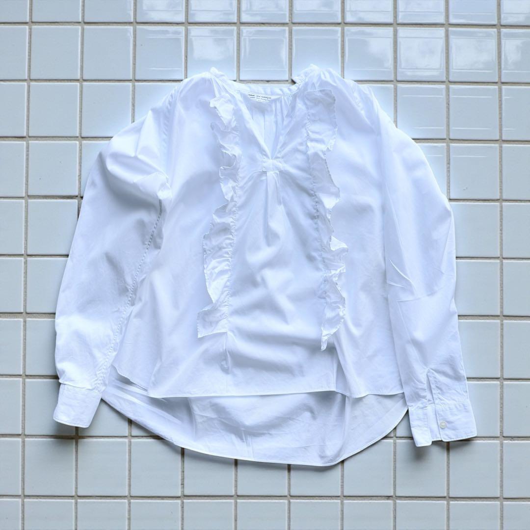 コムデギャルソン　白長袖シャツ　フリル付き　フランス製　美品