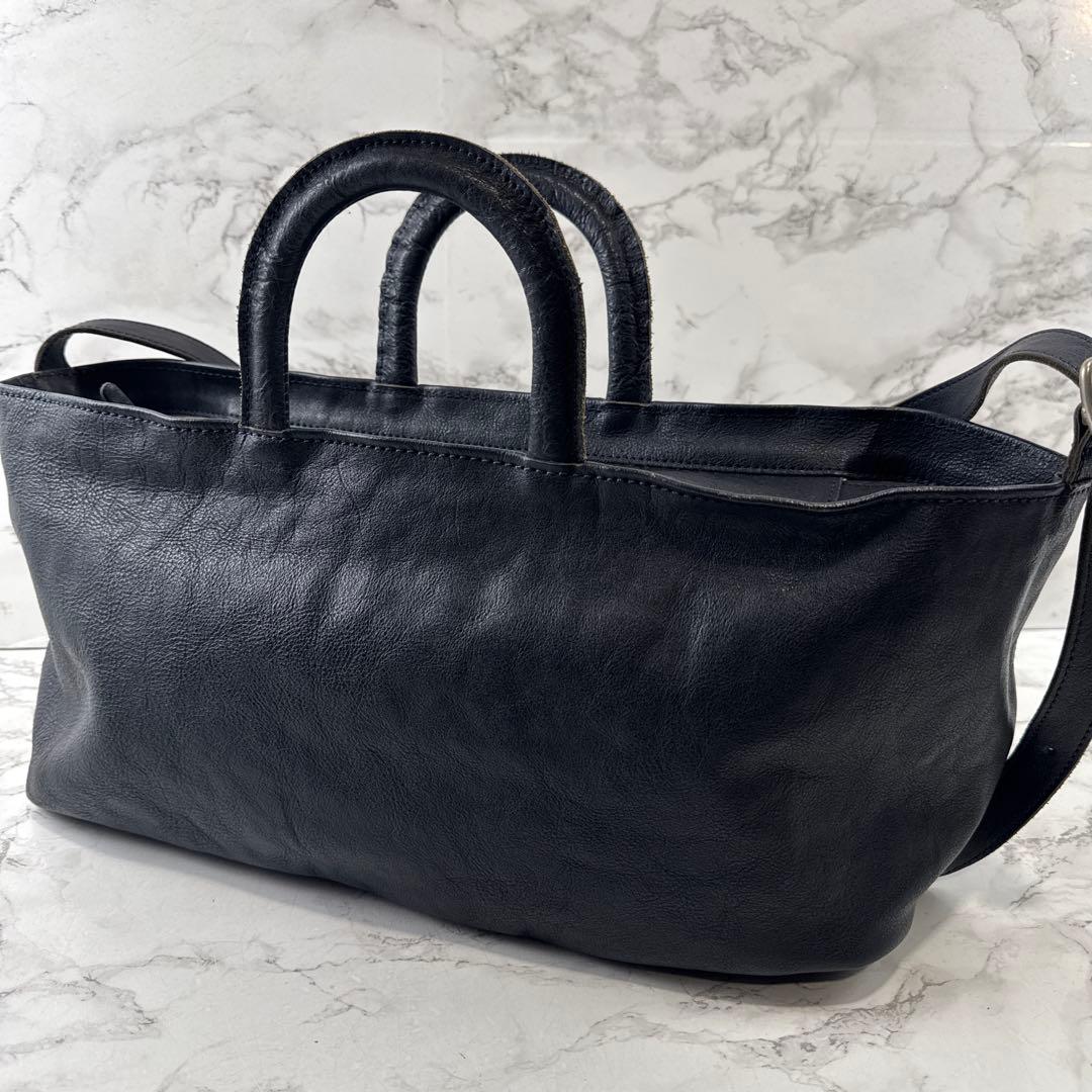 numeri ヌメリ 田村晃輔 本革 レザー 舟形 ショルダー ハンドバッグ 紺