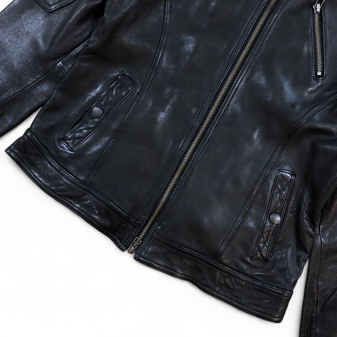 AVIREX シングル ライダース レザージャケット 羊革 ラムレザー M