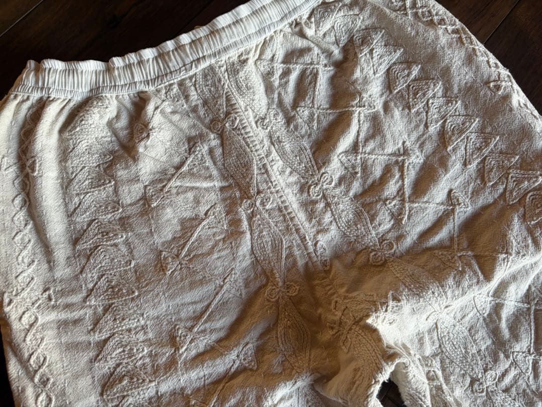 ポキプシー　pokipcee 刺繍　手刺繍　インド　ホワイト　パンツ　スザニ