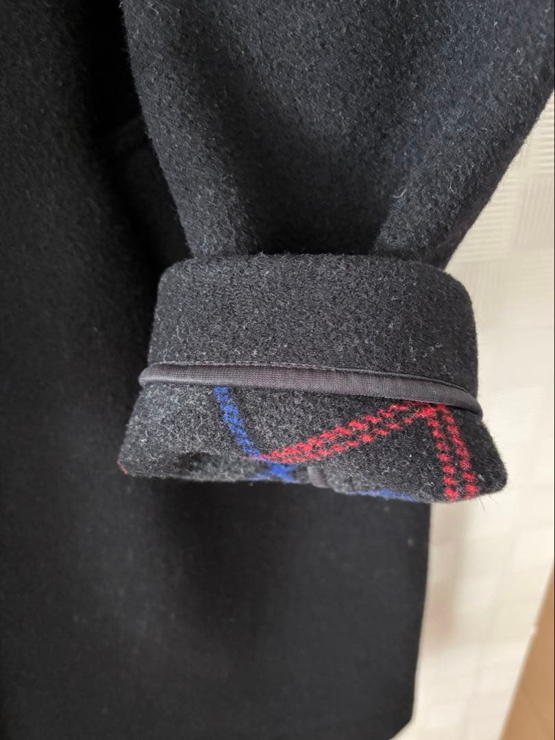 ロンドントラディション　ノーカラーウールコート　黒✖️チェック　再お値下げ