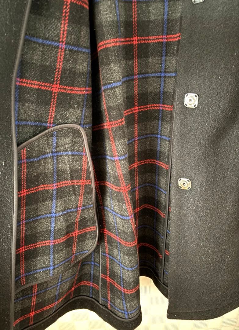 ロンドントラディション　ノーカラーウールコート　黒✖️チェック　再お値下げ