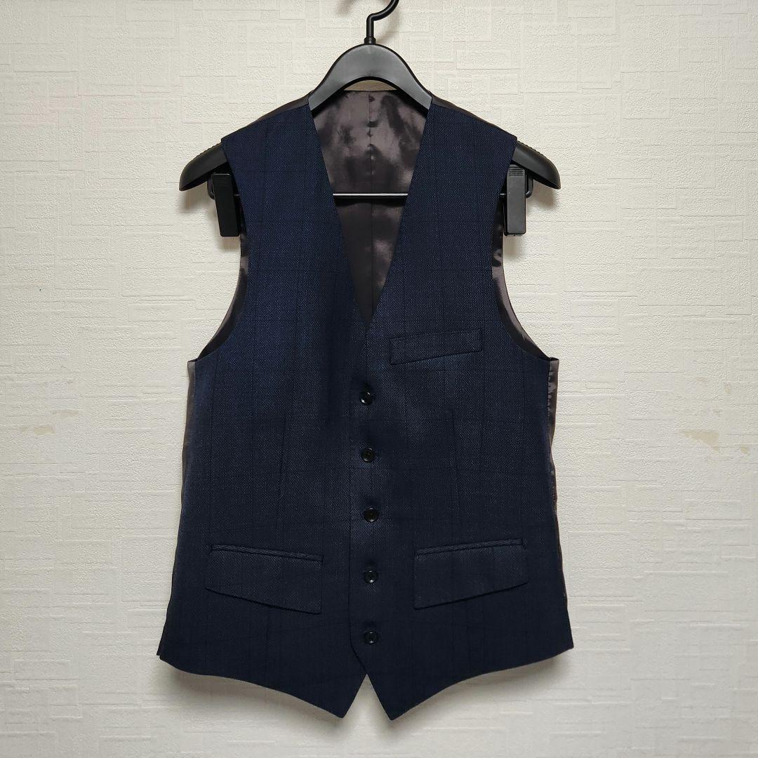 オリヒカ　メンズスーツ　スリーピース　セットアップ　濃紺ブルー　チェック