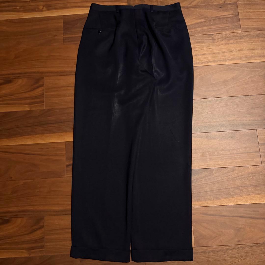 50s レーヨンギャバジンスラックス　レーヨンウール　紺