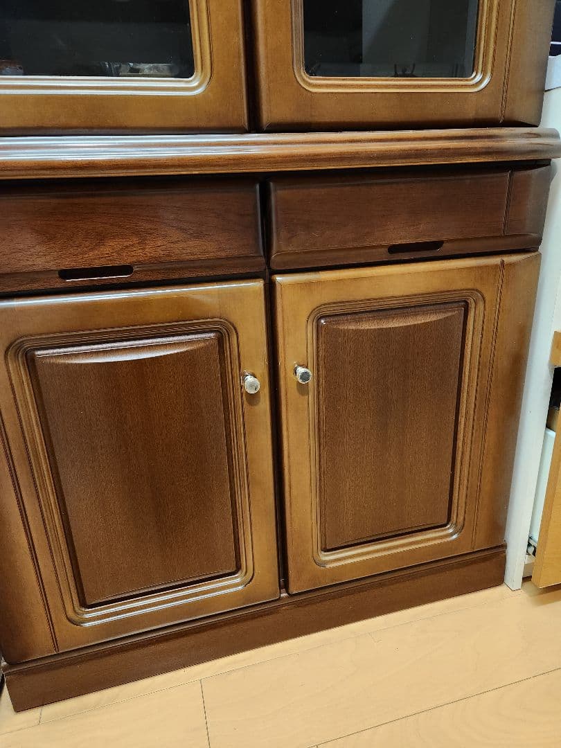 ※12/7まで【レトロ品】食器棚　キャビネット　アンティーク　ガラス扉付