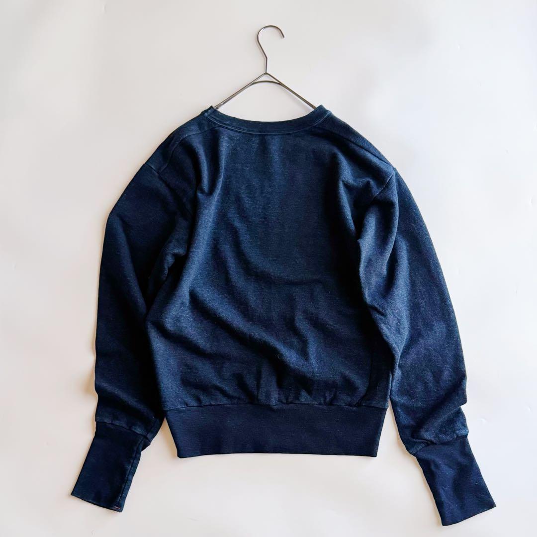 45rpm 45R クルーネックスウェット インディゴブルー 3 藍染め　R刺繍