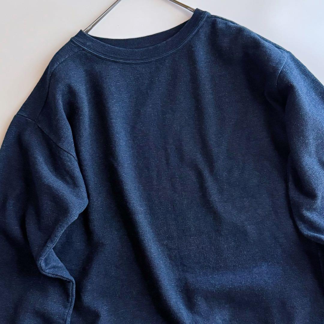 45rpm 45R クルーネックスウェット インディゴブルー 3 藍染め　R刺繍