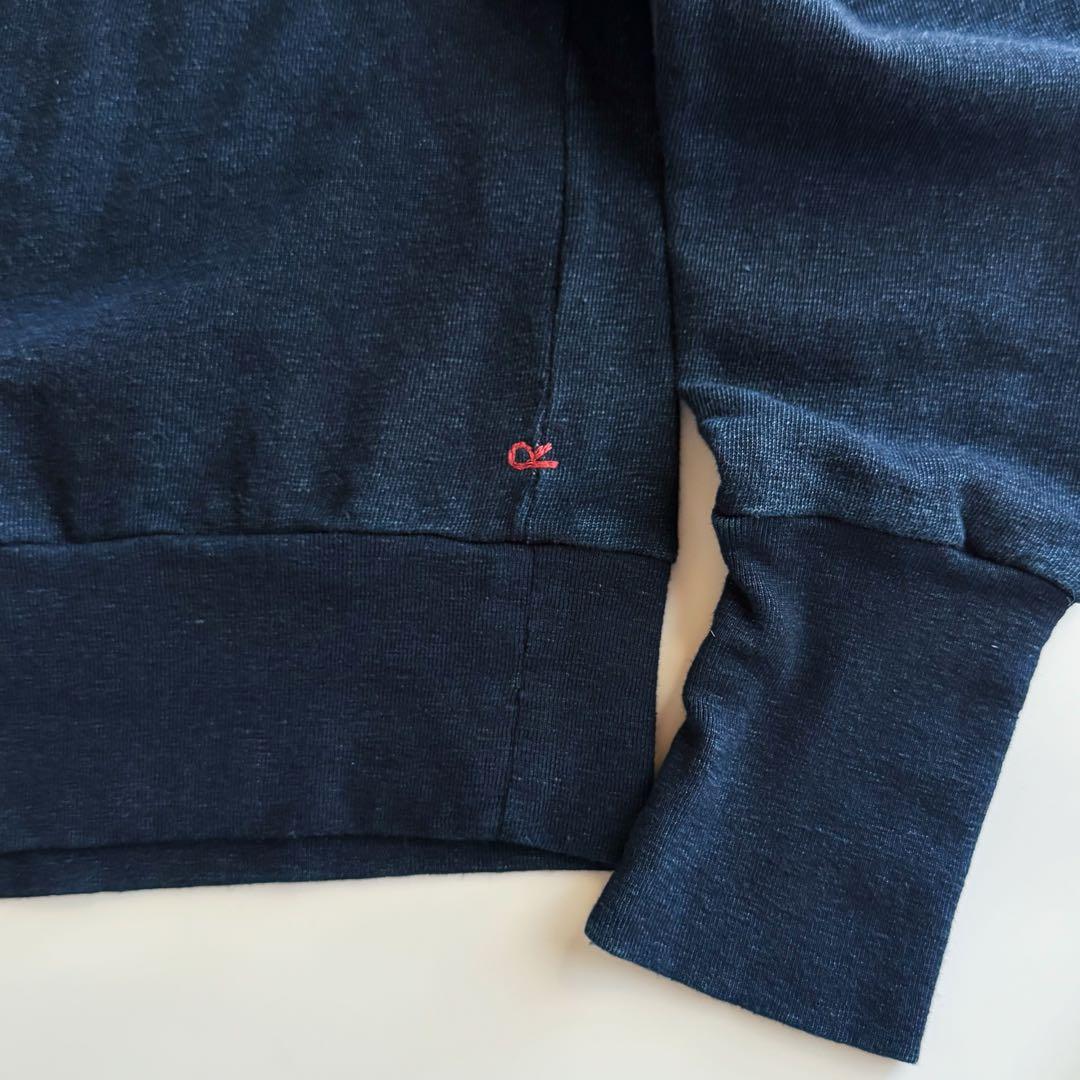 45rpm 45R クルーネックスウェット インディゴブルー 3 藍染め　R刺繍