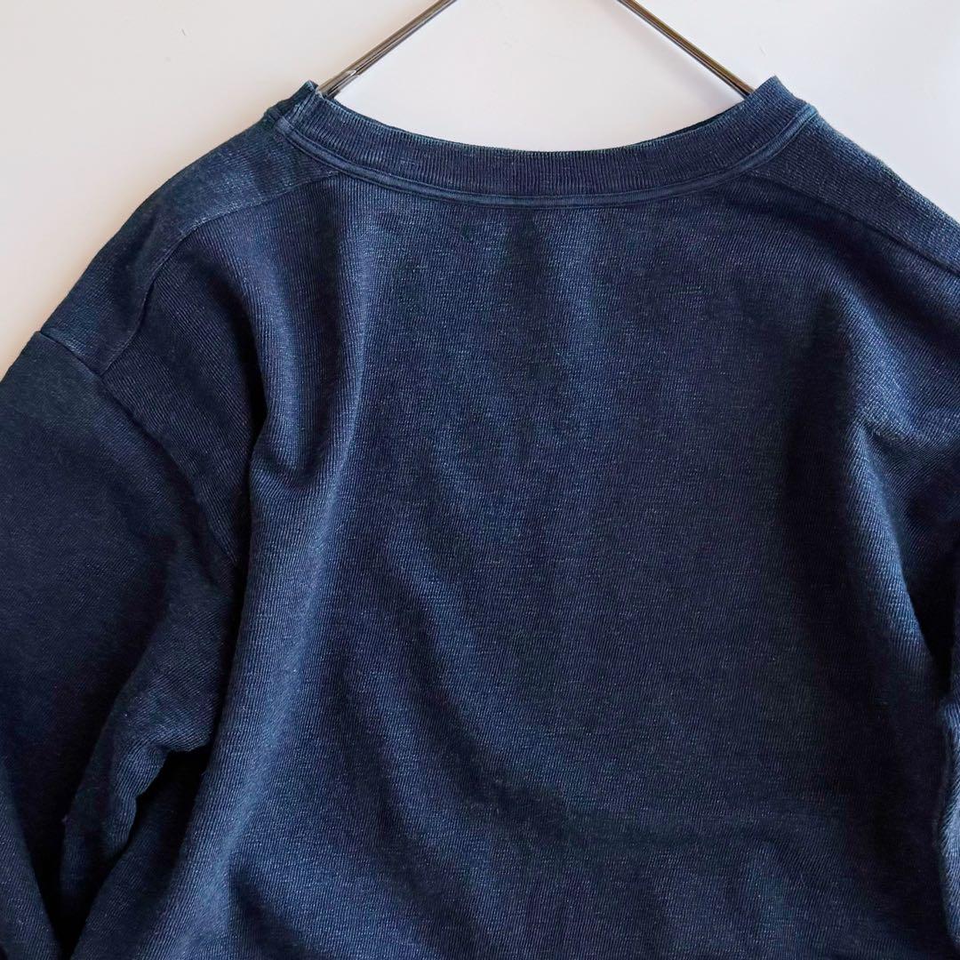 45rpm 45R クルーネックスウェット インディゴブルー 3 藍染め　R刺繍