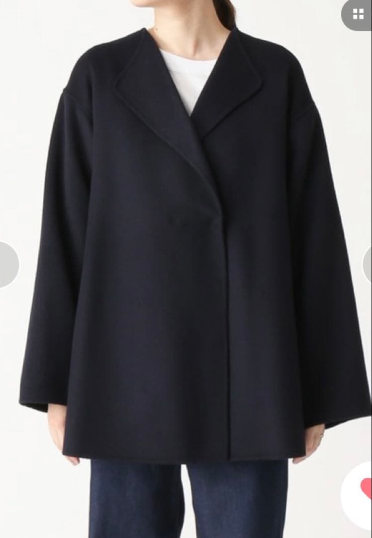 SLOBE IENA HAMILTONダブルフェイスウールショートコート　紺