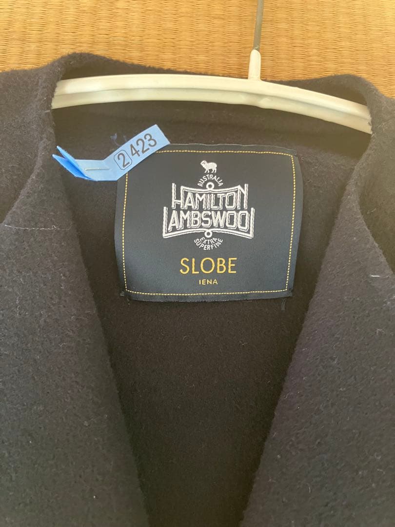 SLOBE IENA HAMILTONダブルフェイスウールショートコート　紺