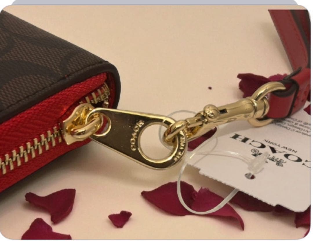 COACH 長財布ブラウン/レッド新品