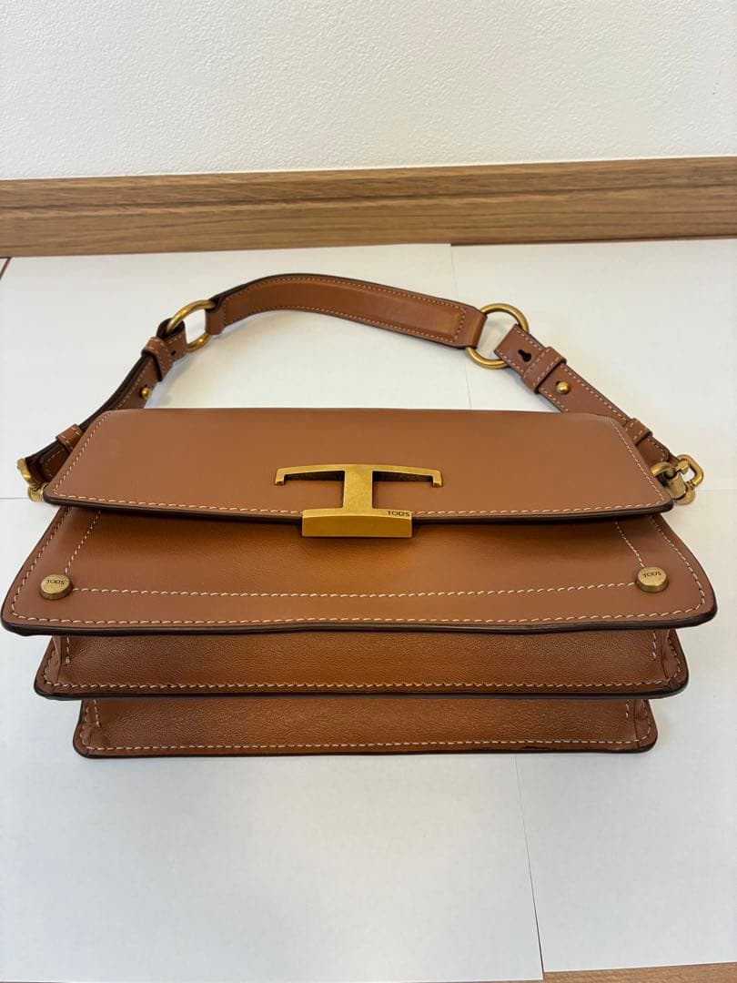 トッズ TOD'S T タイムレス ショルダーバッグ ミニ レザー ブラウン