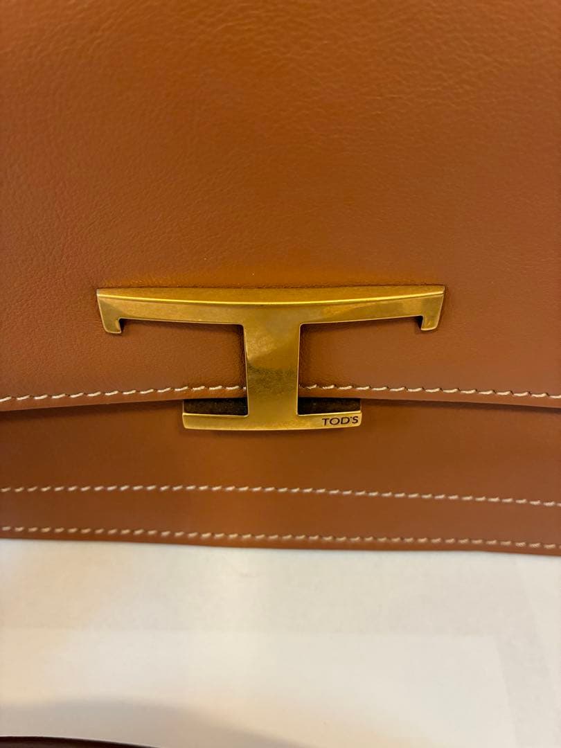 トッズ TOD'S T タイムレス ショルダーバッグ ミニ レザー ブラウン