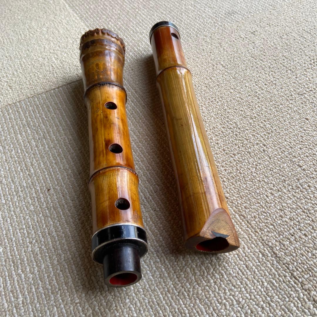 236尺八本体 一尺八寸管　忠輔銘　竹製 5穴