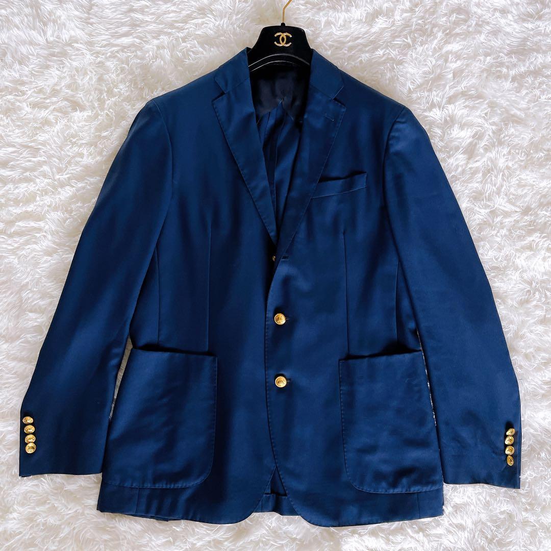 【ポロラルフローレン】ジャケット 紺ブレ 金ボタン ネイビー 40R 段返り