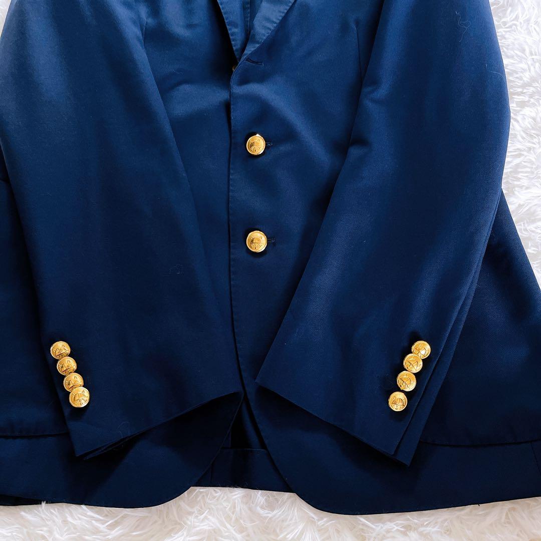 【ポロラルフローレン】ジャケット 紺ブレ 金ボタン ネイビー 40R 段返り