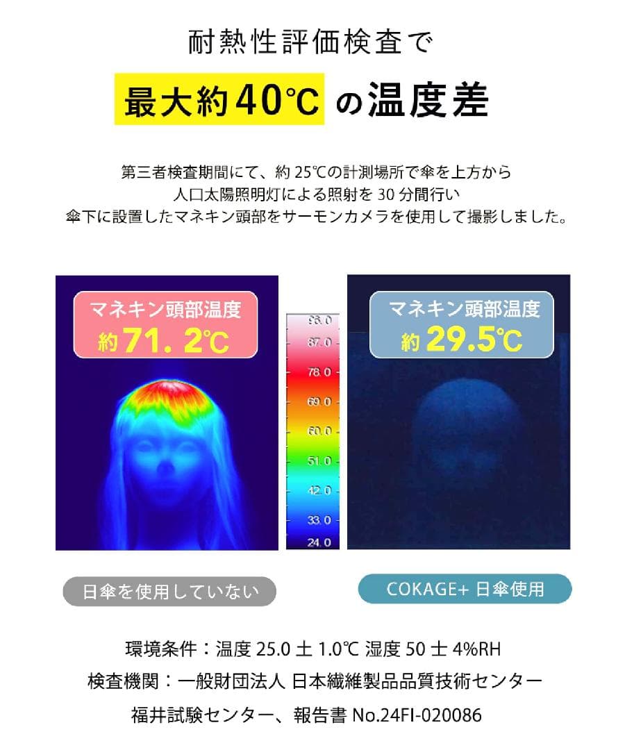 COKAGE+ 完全遮光生地使用 東レ サマーシールド 長傘