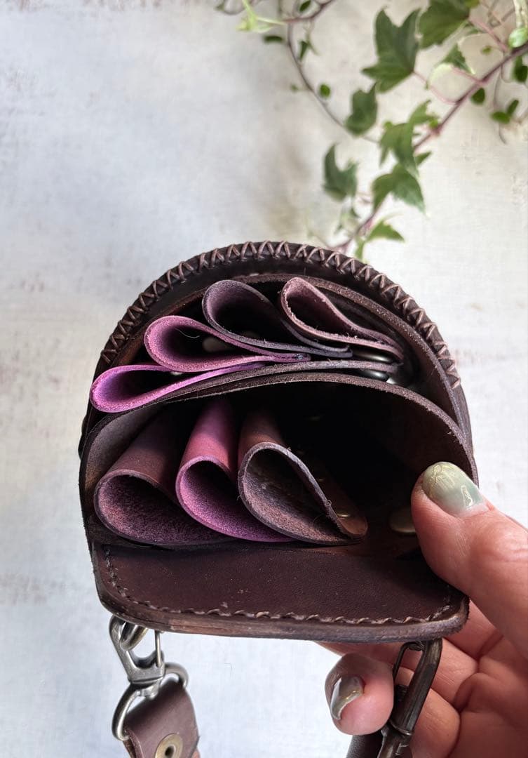 手染めブラウン、ハラコカウのシザーケース