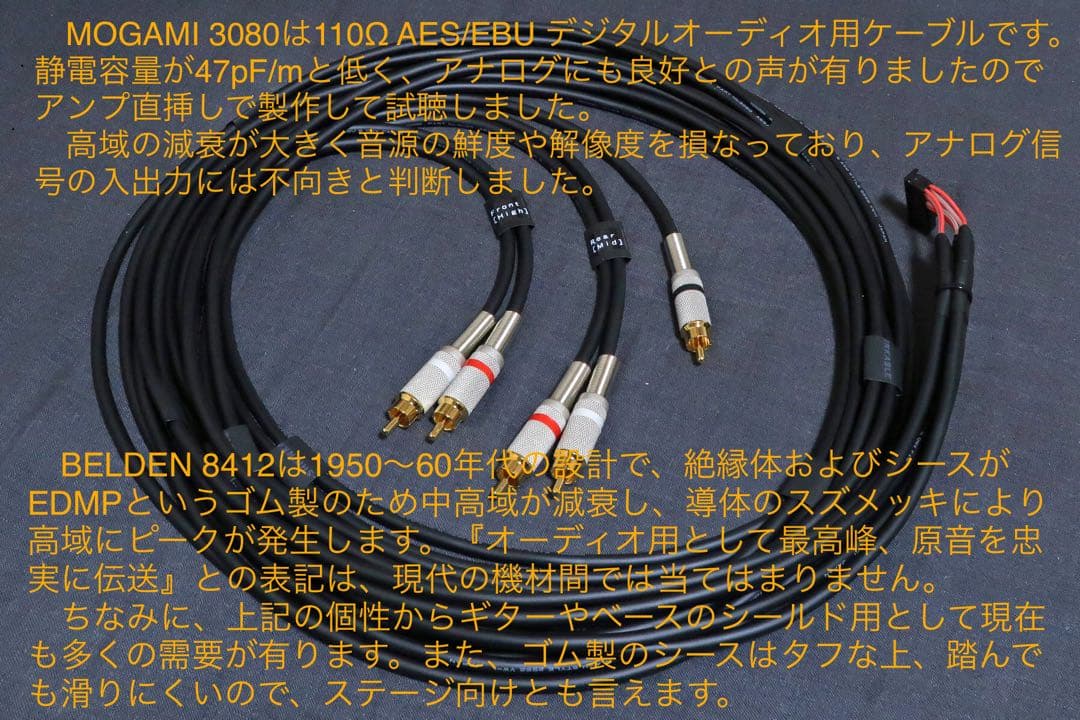 【高音質】DEH-P01 用 RCA出力 ハーネス MOGAMI 2549