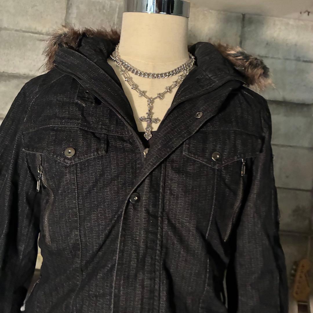 ダークコア　グランジ　ファー付き　モッズコート　平成　お兄系　ギミック　中綿