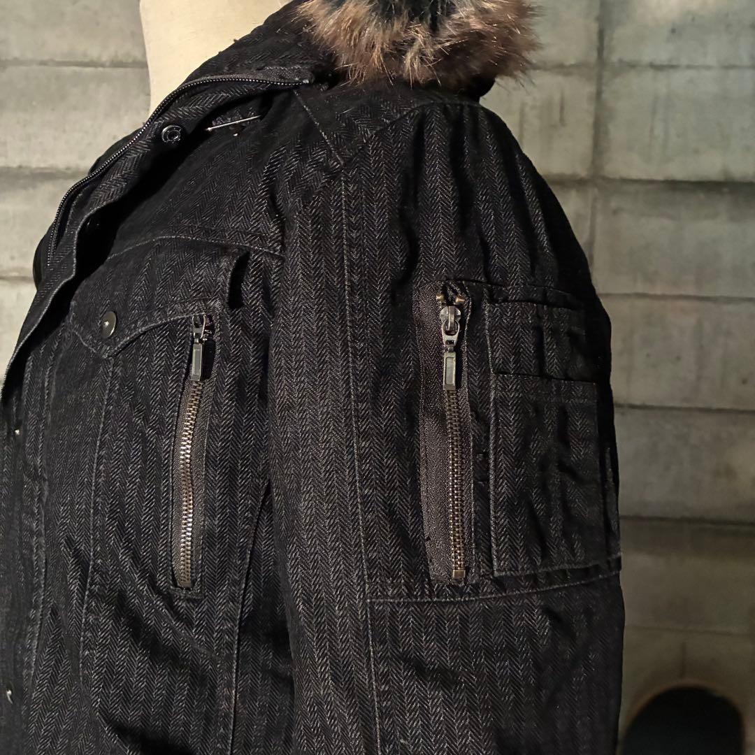 ダークコア　グランジ　ファー付き　モッズコート　平成　お兄系　ギミック　中綿